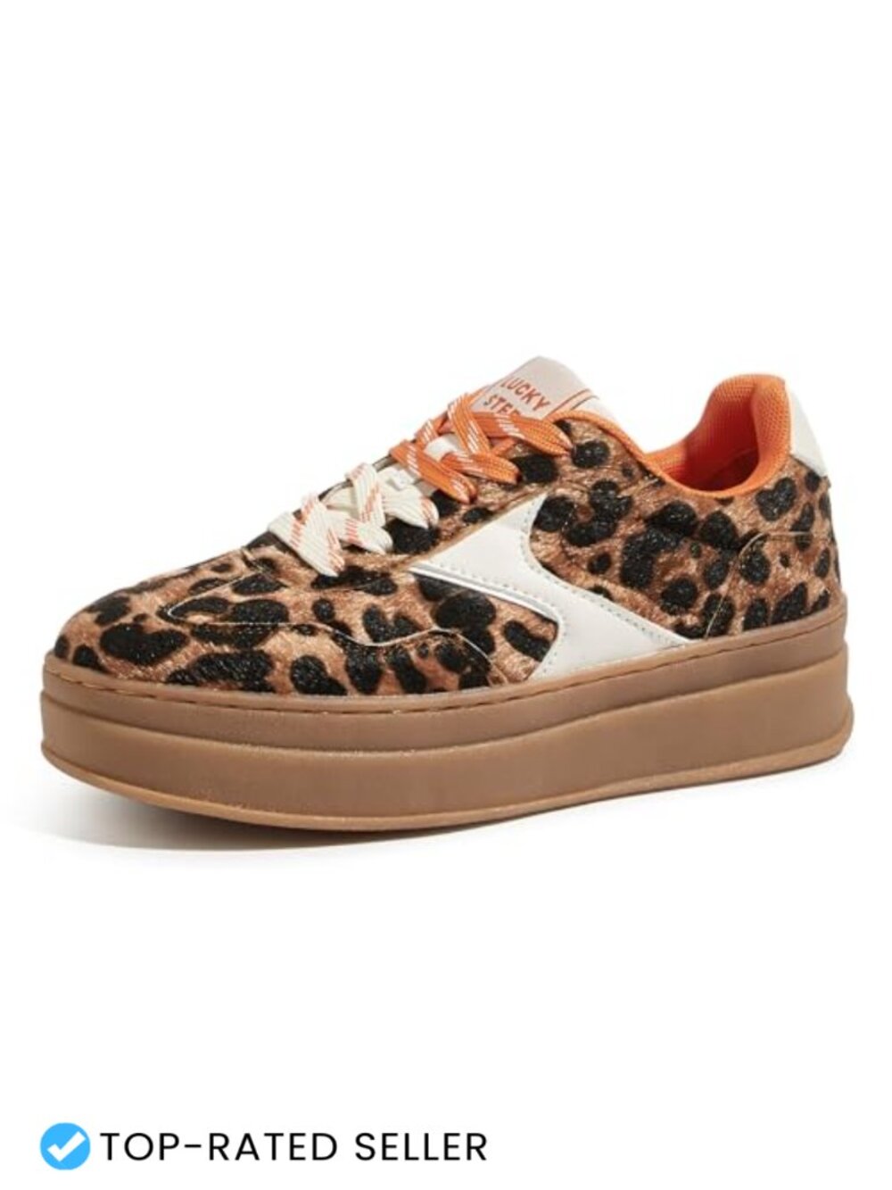 Women's Faux Leather & Suede Platform Sneakers Retro Chunky Walking Shoes